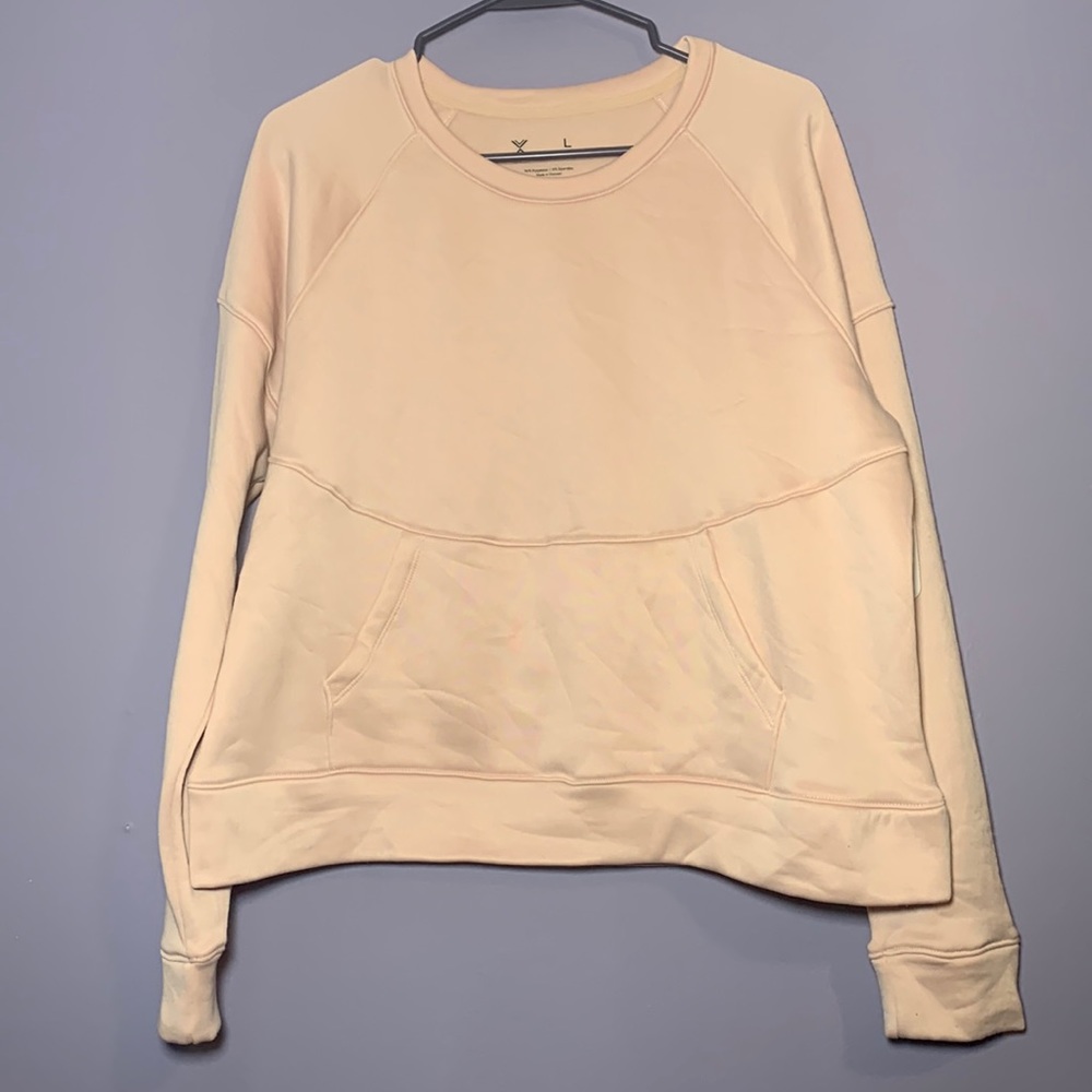 Xersion Light Pink Fleece Lined Crew Neck Sweater